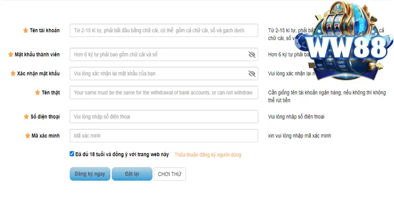 Làm thế nào để có tài khoản tại WW88?